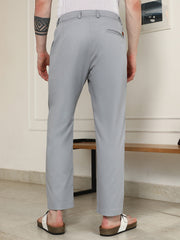 Campus Sutra Mens Grey Pleated Trousers