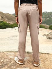 Mens Sand Beige Utility Relaxed Chino Trousers