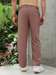 Mens Mousse Brown Linen Blend Cigarette Trousers
