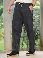 Gazed-Imprint Straight-Fit Trousers