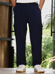 Pleated-Textured Cargo Trousers