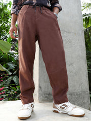 Mens Chocolate Brown Panelled Chino Trousers