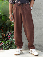 Mens Chocolate Brown Panelled Chino Trousers