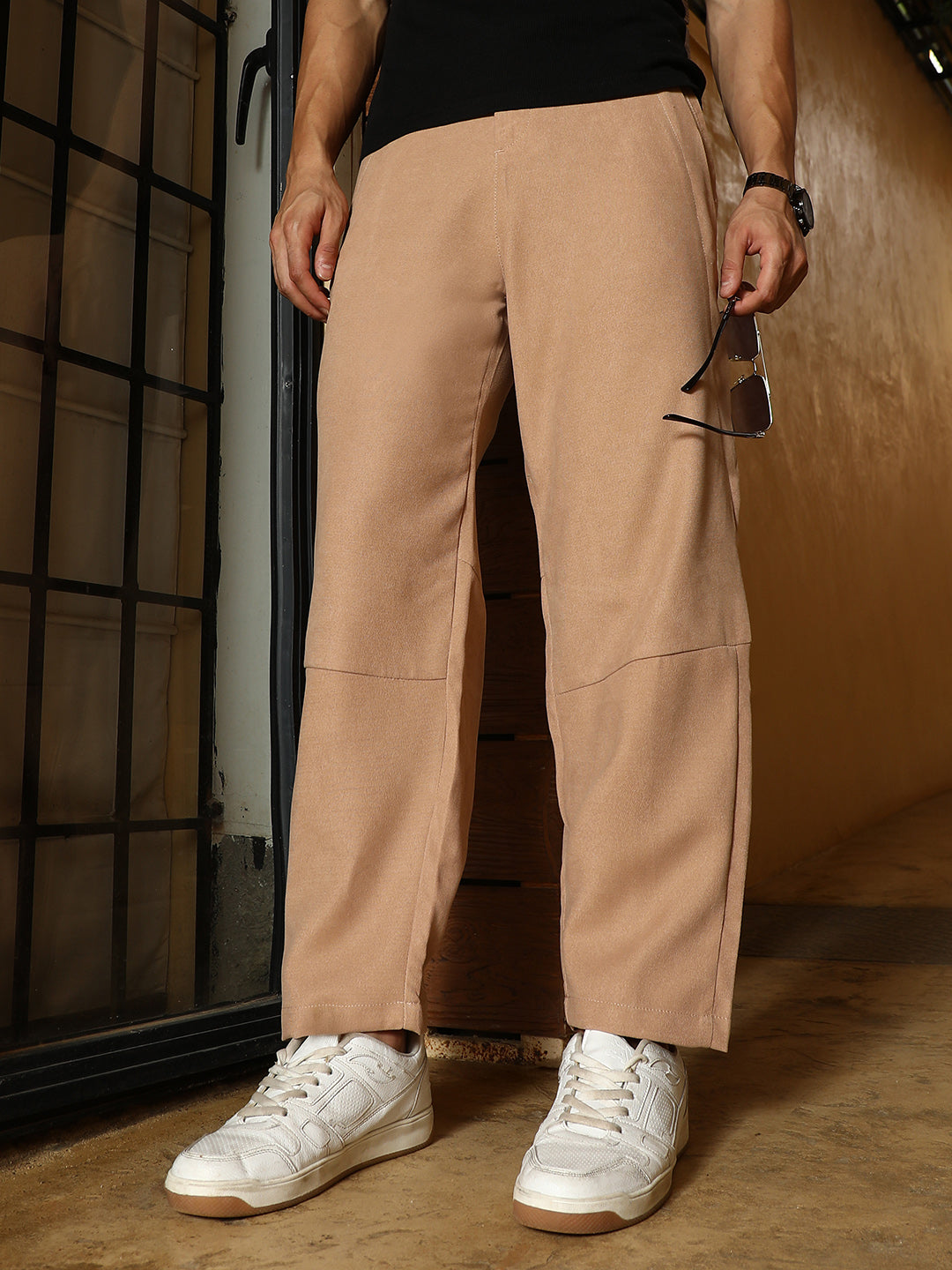 Twill-Panelled Chino Trousers