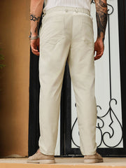 Mens Saltbox Beige Pleated Parachute Trousers