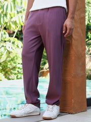 Textured-Pleated Tailored Trousers