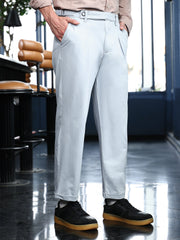 Mens Cloud Grey Adjustable Chino Tailored Trousers