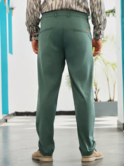 Mens Emerald Green Double Pleated Tailored Trousers