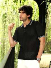 تيشيرت بولو فضفاض الحياكة