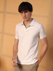 Houndstooth-Textured Polo T-Shirt