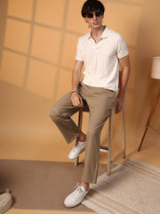 Houndstooth-Textured Polo T-Shirt