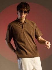 Ribbed Oversized Polo T-Shirt