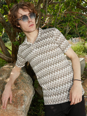 Zig-Zag Knit Polo T-Shirt