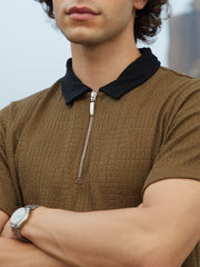 Oblique-Block Polo T-Shirt