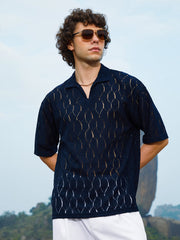 Campus Sutra - Honeycomb-Knit Polo T-Shirt (Copy)