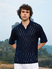 Campus Sutra - Honeycomb-Knit Polo T-Shirt (Copy)