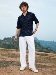 Campus Sutra - Honeycomb-Knit Polo T-Shirt (Copy)