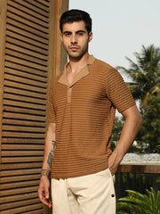 Crease-Tactile Cuban Polo T-Shirt