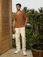 Crease-Tactile Cuban Polo T-Shirt