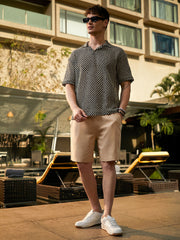 Mesh-Tactile Knit Polo T-Shirt