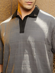 Contrast Grid Polo T-Shirt