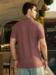Texture-Lined Polo T-Shirt