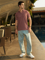 Texture-Lined Polo T-Shirt