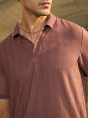 Texture-Lined Polo T-Shirt