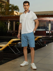 Contrast Open-Knit Polo T-Shirt