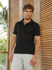 Ribbed -Tactile Polo T-Shirt