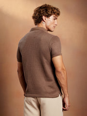 Solid Ribbed Polo T-Shirt