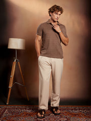 Solid Ribbed Polo T-Shirt