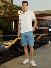 Contrast Ribbed Polo T-Shirt