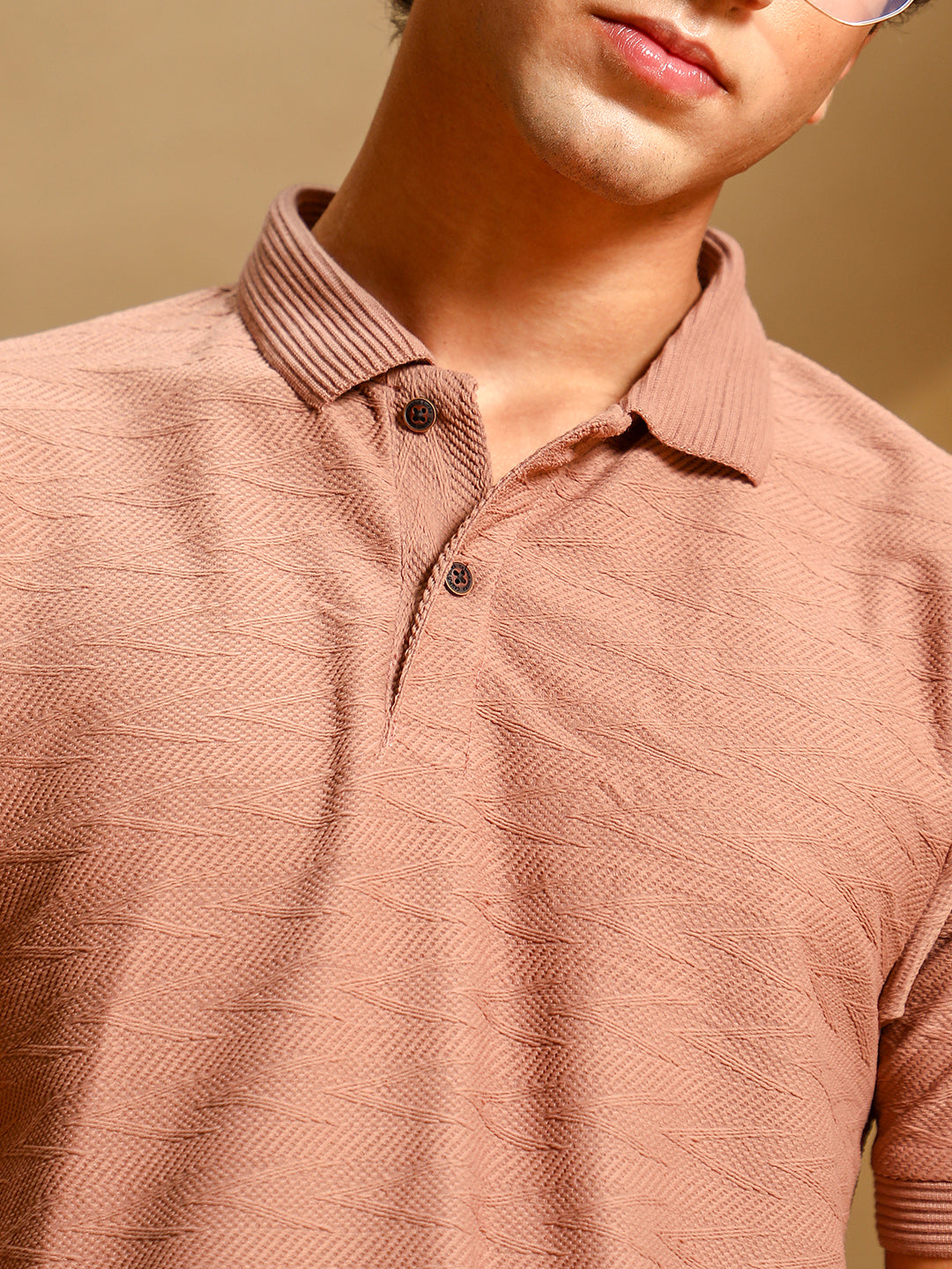 mens mousse brown spirit weave polo t shirt