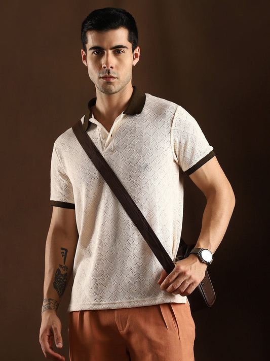 Contrast Quad Polo T-Shirt