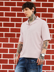 mens light rose coil tactile cuban polo t shirt