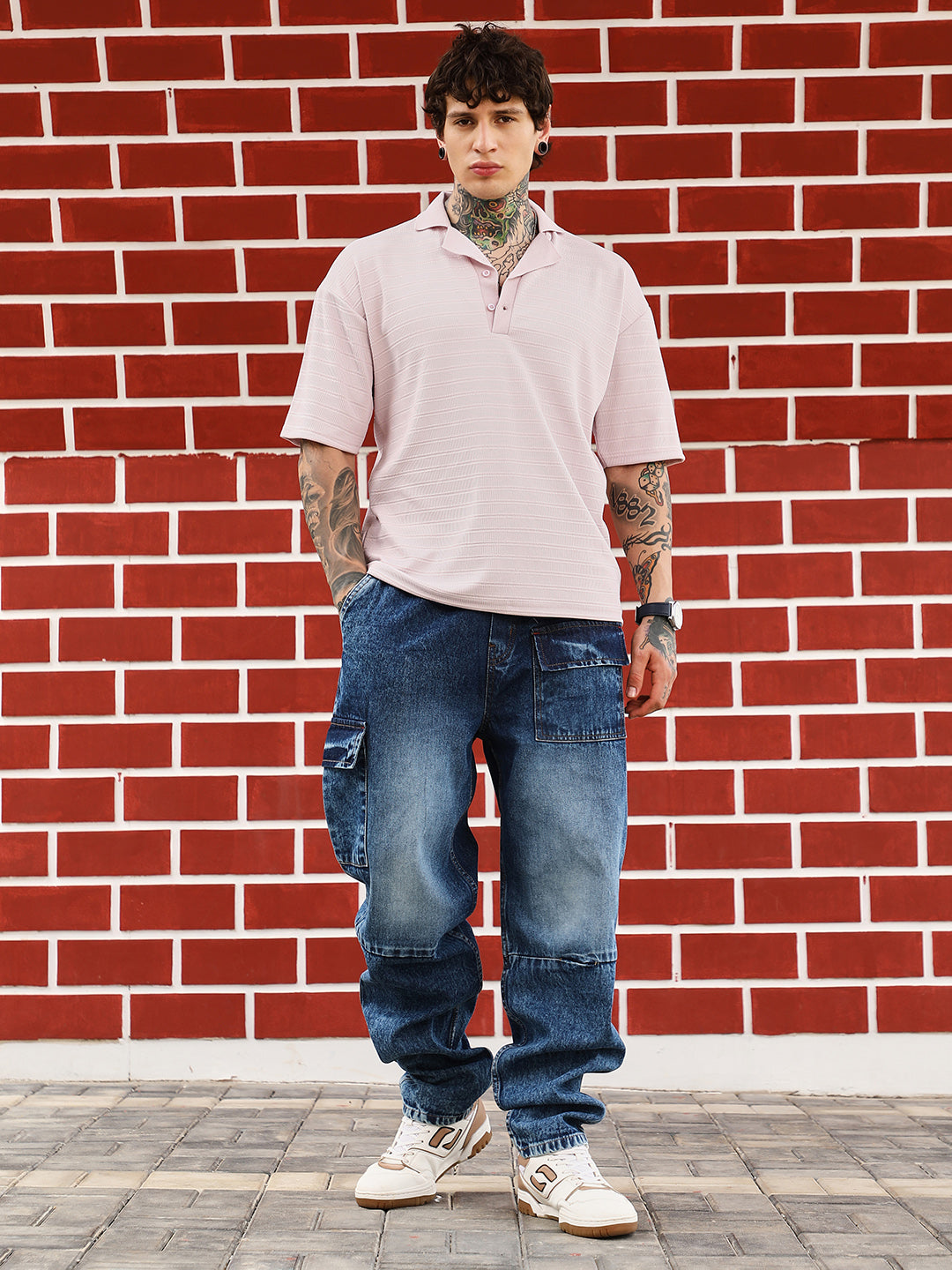 mens light rose coil tactile cuban polo t shirt