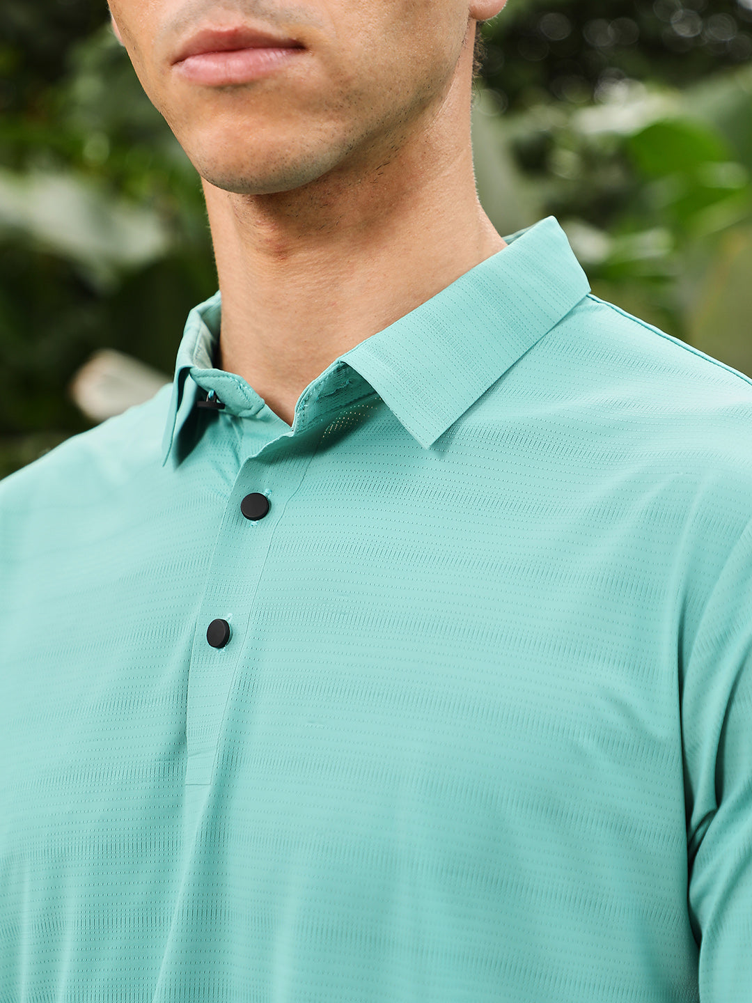 mens aqua green seamless gradient texture polo t shirt