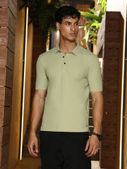 mens lime green seamless grid polo t shirt