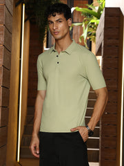 mens lime green seamless grid polo t shirt