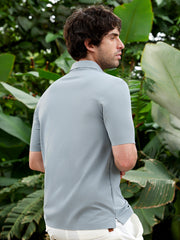 mens coin grey seamless knit polo t shirt