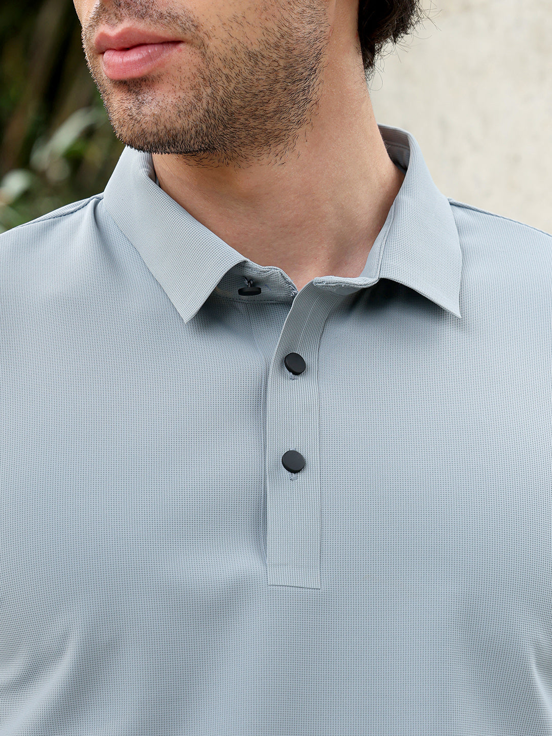 mens coin grey seamless knit polo t shirt