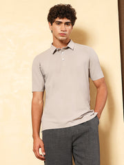 mens light grey seamless grid polo t shirt