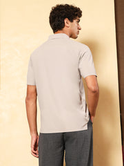 mens light grey seamless grid polo t shirt