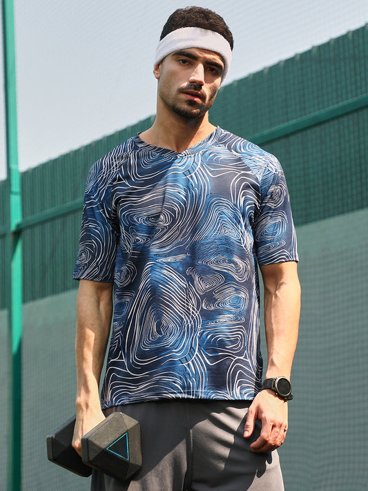 Swirl-Lined Activewear T-Shirt