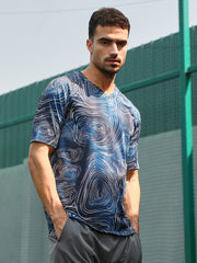 Swirl-Lined Activewear T-Shirt