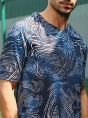 Swirl-Lined Activewear T-Shirt