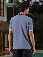 mens flint grey block argyle knit polo t shirt