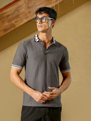 mens ash grey hive argyle knit polo t shirt