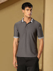 mens ash grey hive argyle knit polo t shirt